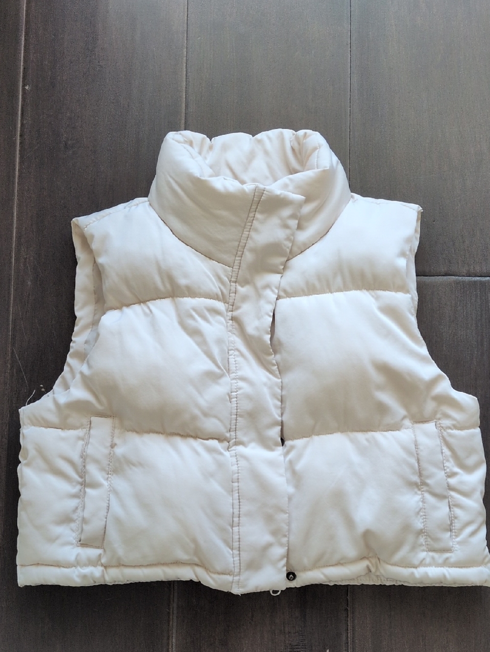 Thread & Supply Cropped Cream Puffer Vest